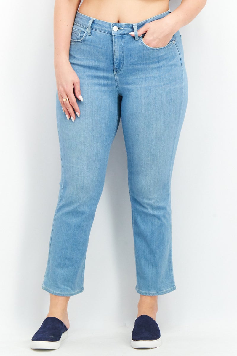 NYDJ Women Straight Fit Washed Stretchable Jeans, Blue - Image 1